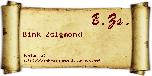 Bink Zsigmond névjegykártya